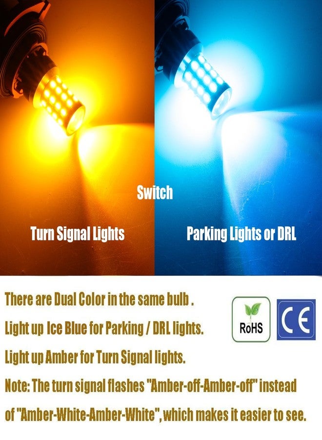 iBrightstar مصابيح iBrightstar فائقة السطوع 3157 4157 3155 3457 LED ثنائية اللون مع عدسة عرض، بديلة لأضواء التشغيل النهاري/DRL وأضواء الإشارة، أزرق ثلجي/كهرماني - Image 3