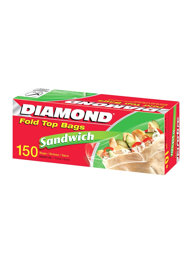 Diamond Fold Top Sandwich Bags Clear - Image 3