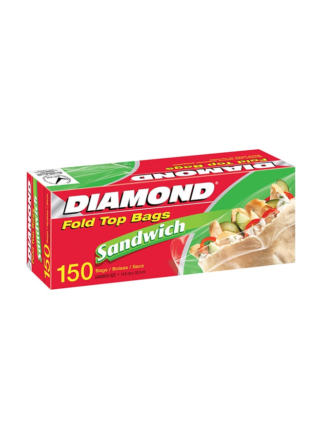 Diamond Fold Top Sandwich Bags Clear - Image 1