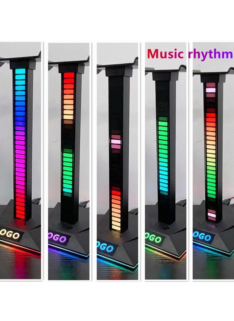 Flash Hawk RGB Headset Stand,Pickup Rhythm Light Headphone Holder with 2 USB Ports and 3.5mm Audio Jack  - Image 3