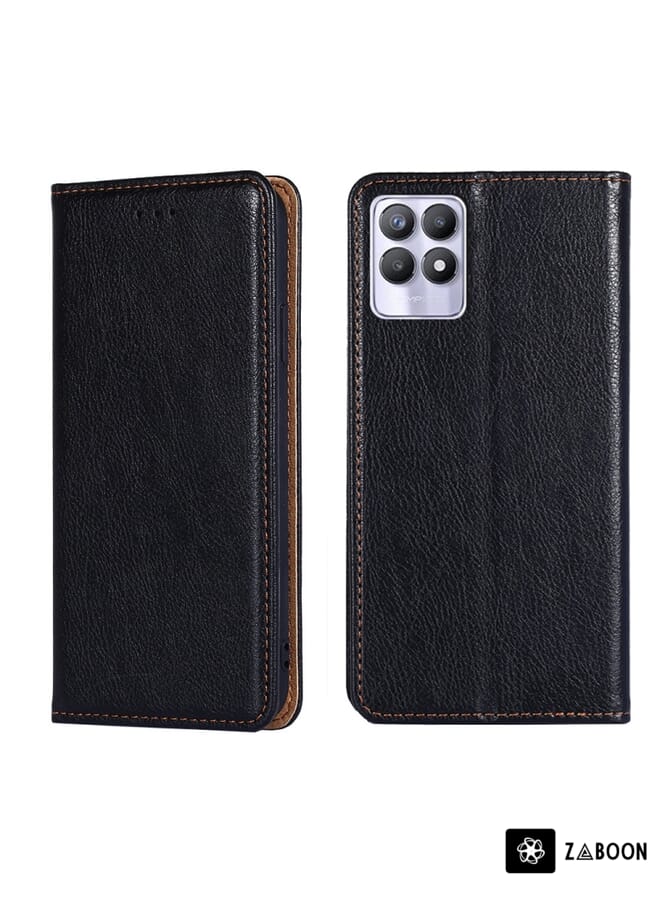 Zaboon Protective Case For OPPO Realme 8i Gloss Oil Solid Color Magnetic Leather - Image 1