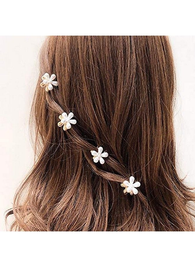 WISDOM ™ مشابك شعر لؤلؤ صناعي مشابك شعر صغيرة لؤلؤ مشابك شعر غرة زهرة مشبك شعر لؤلؤ زهرة صغيرة زفاف للنساء والفتيات (عبوة من 5) - Image 4