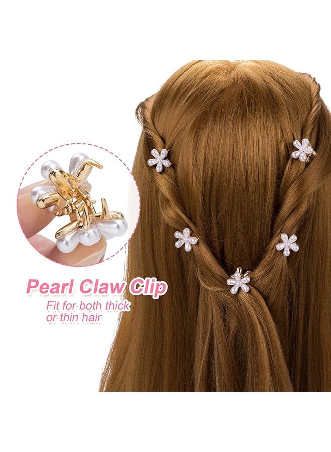 WISDOM ™ مشابك شعر لؤلؤ صناعي مشابك شعر صغيرة لؤلؤ مشابك شعر غرة زهرة مشبك شعر لؤلؤ زهرة صغيرة زفاف للنساء والفتيات (عبوة من 5) - Image 5