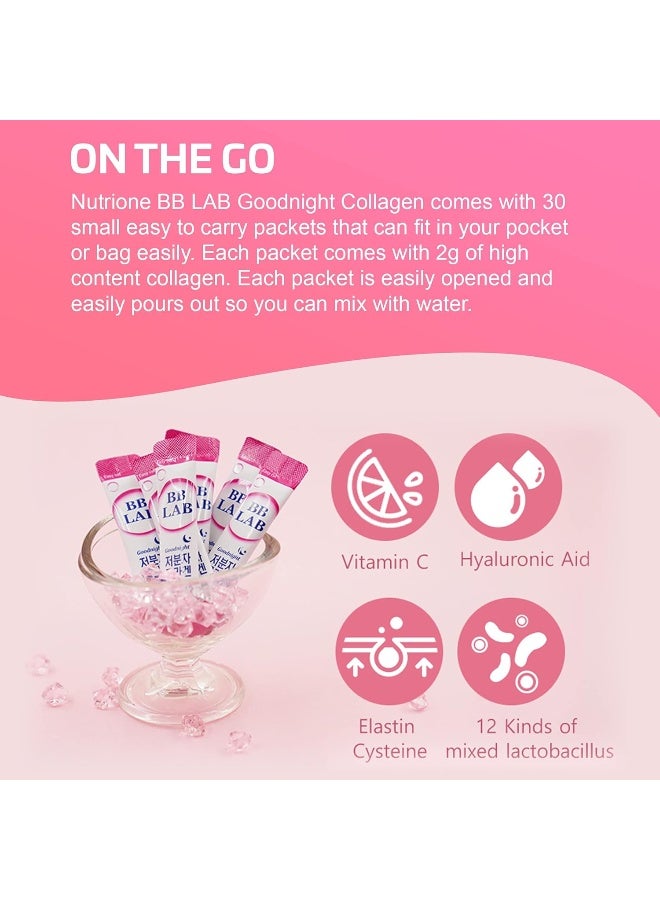 بي بي لاب Goodnight Collagen، كولاجين جزيئي منخفض، لصحة الجلد والعظام، صنع في كوريا، 30 كيسًا (60 جم) - Image 4