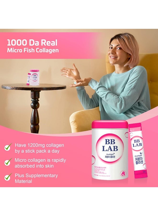 بي بي لاب Goodnight Collagen، كولاجين جزيئي منخفض، لصحة الجلد والعظام، صنع في كوريا، 30 كيسًا (60 جم) - Image 5