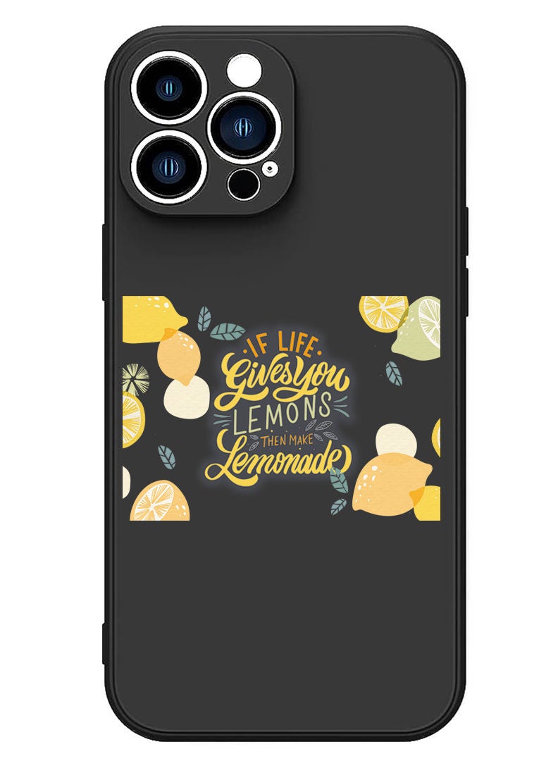 Theodor Protective Slim Fit Case Liquid Silicone Cover with Full Body Protection Anti-Scratch Shockproof Case For iPhone 12 Pro Max Black  - When life gives you lemons then make Lemonada - Image 1