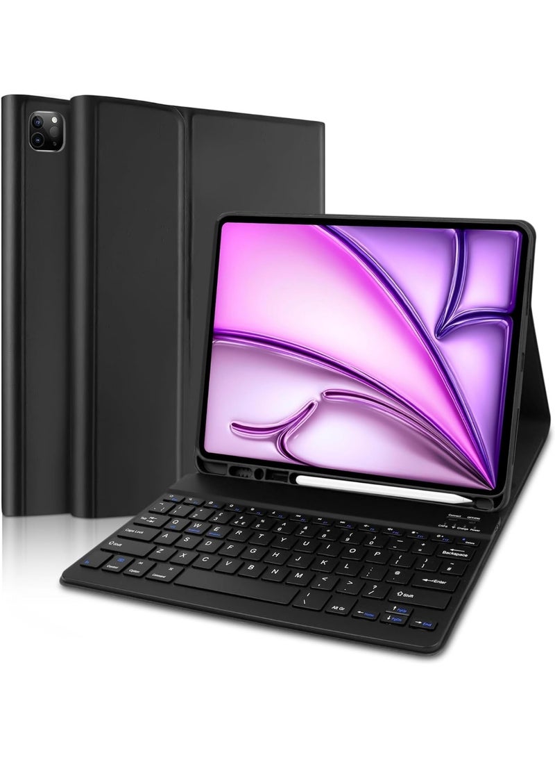 Case iPad Pro 11 inch  2024 Keyboard Case, Magnetic Detachable Case, Type-C Rechargeable French Keyboard for iPad Pro 11 2024, Black