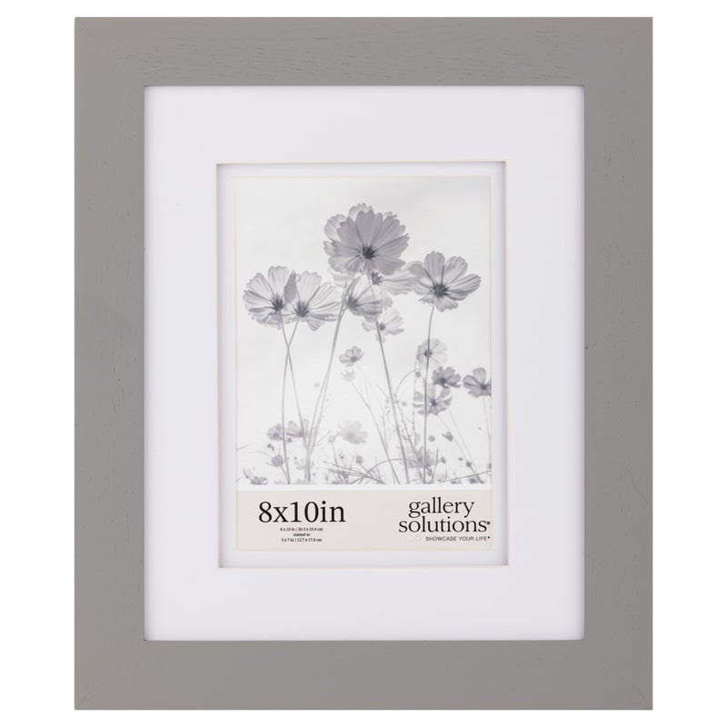 Gallery Solutions  8x10 Flat Grey Wall Frame  Double White Mat  WallWall Mount Display  Perfect Fit for 5x7 Photos  Versatile Mounting Options  Rectangular Wall Mount  Poster Frame - Image 1