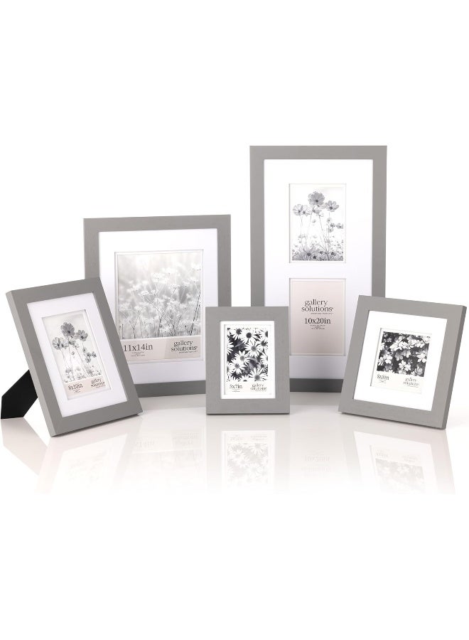 Gallery Solutions  8x10 Flat Grey Wall Frame  Double White Mat  WallWall Mount Display  Perfect Fit for 5x7 Photos  Versatile Mounting Options  Rectangular Wall Mount  Poster Frame - Image 2