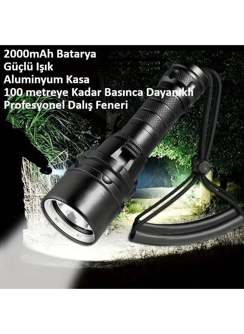 Valkyrie Rechargeable Professional Underwater Diving Flashlight High Illumination Waterproof Aluminum Case 2000MAH With Box  - Image 5