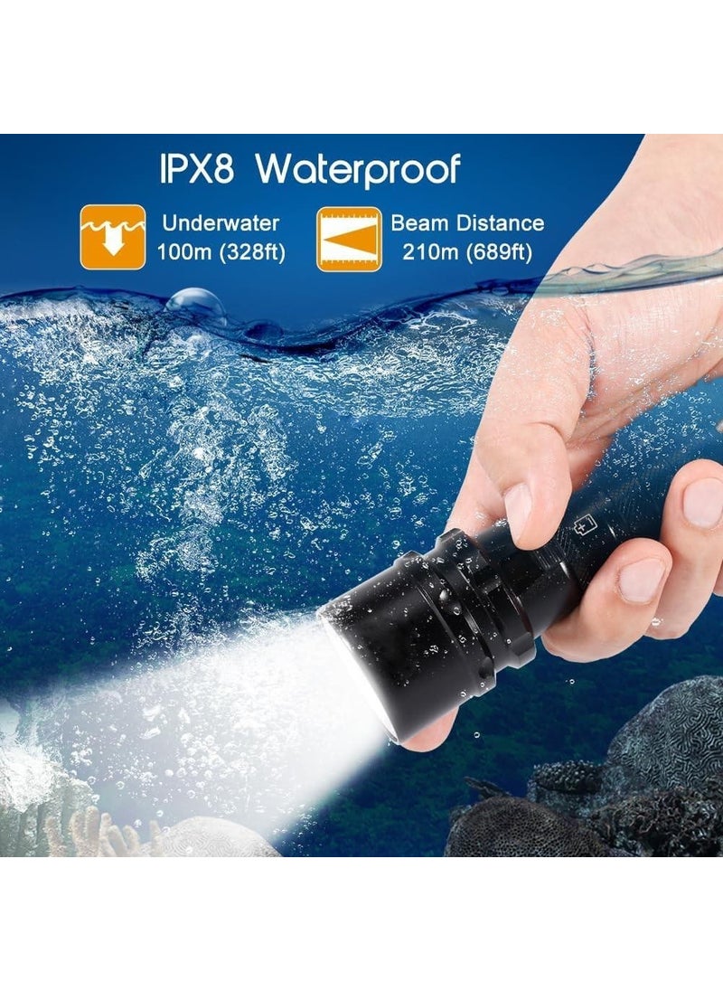 Valkyrie Rechargeable Professional Underwater Diving Flashlight High Illumination Waterproof Aluminum Case 2000MAH With Box  - Image 4
