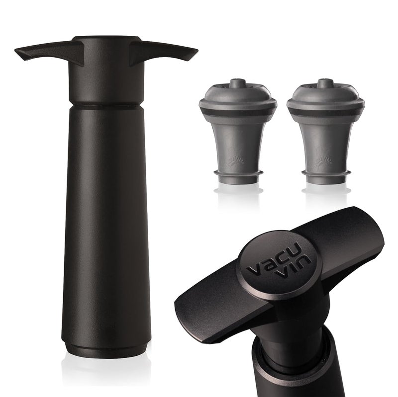 Vacu Vin The Original Vacu Vin Wine Saver with 2 Vacuum Stoppers Black - Image 1