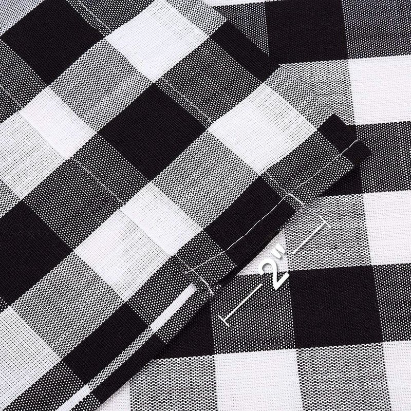 Amzdecor Black White Buffalo Plaid Valance Linen Sheer Cafe Curtain Buffalo Check Plaid Rod Pocket Rustic Kitchen Window Treatment for Living Room Bedroom 1 Panel  55''x15''  Black and White - Image 3