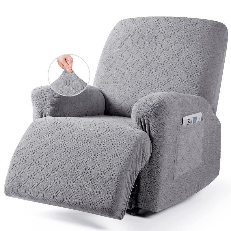 VANSOFY Oversized Recliner Chair Cover,4Pieces Stretch Recliner Covers for Recliner Chair Soft Reclining Chair Slipcover with polyester & spandex material,Furniture Protector for Dogs Cats(Light Gray) - Image 1