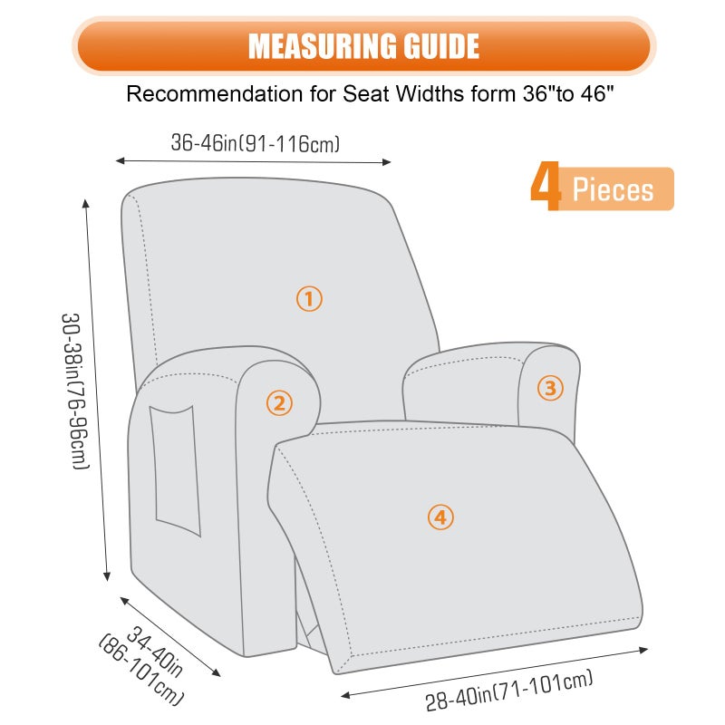 VANSOFY Oversized Recliner Chair Cover,4Pieces Stretch Recliner Covers for Recliner Chair Soft Reclining Chair Slipcover with polyester & spandex material,Furniture Protector for Dogs Cats(Light Gray) - Image 2