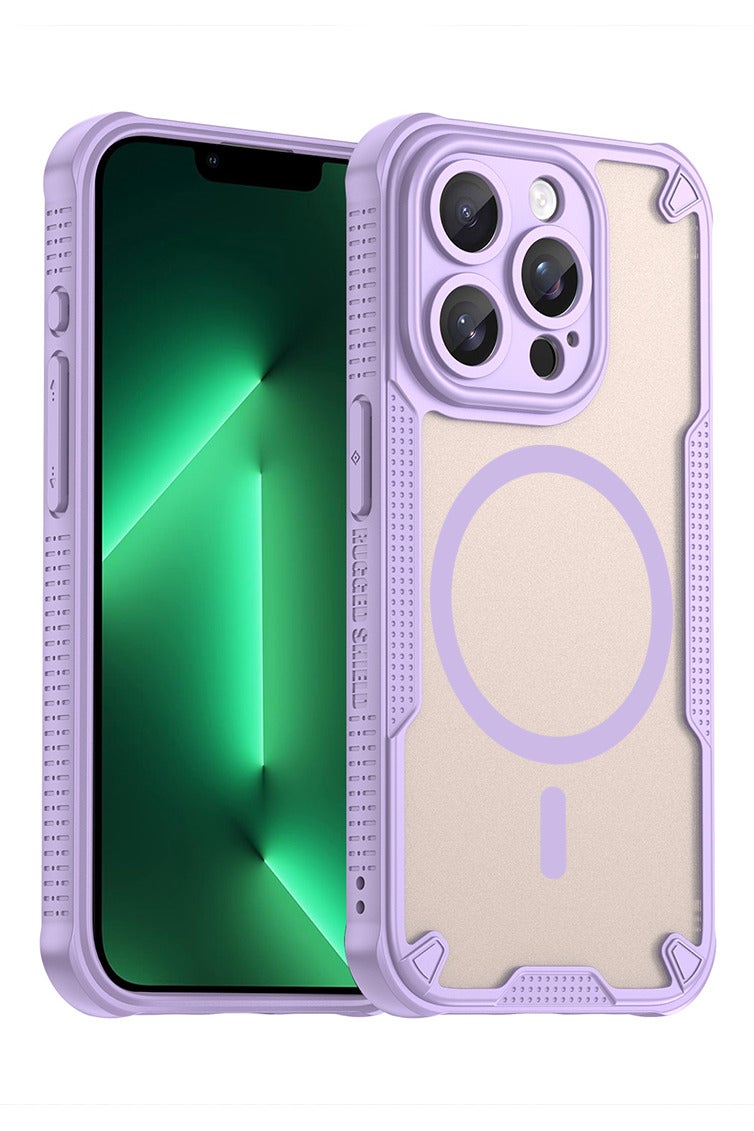 Cover For iPhone 13 Pro Max Armor Glaze MagSafe Magnetic Phone Case Raised edges around the screen and camera lens help prevent scratches - Purple - Image 1