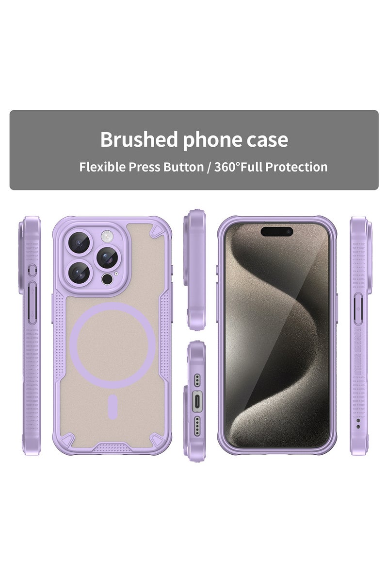 Cover For iPhone 13 Pro Max Armor Glaze MagSafe Magnetic Phone Case Raised edges around the screen and camera lens help prevent scratches - Purple - Image 3