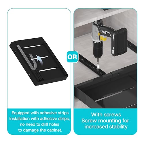 STORKING Expandable Pull Out Cabinet Organizer - 17" Deep, Adhesive No Drill, Expandable Drawer For Kitchen, Pantry, Bathroom - Image 4