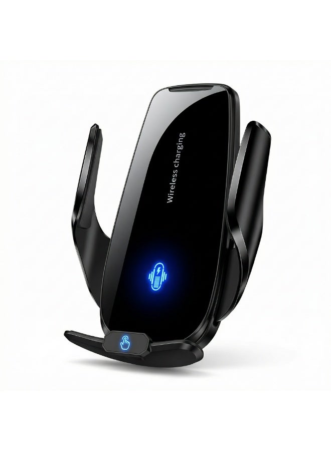 15W Wireless Car Charger Mount, Auto-Clamp Phone Holder with 3 Magnetic Tips (Type-C, Lightning, Micro-USB), 360° Vent Mount - Image 1