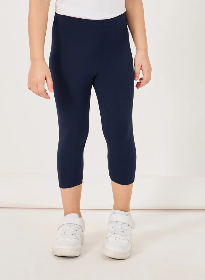 Styli Styli Elastic Waistband Basic Capri Length Leggings
