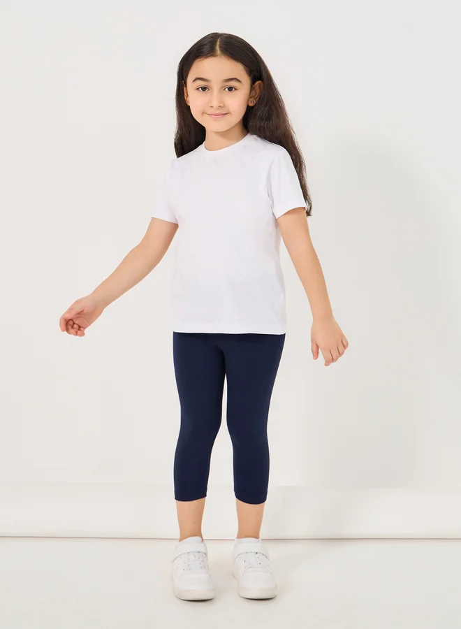 Styli Styli Elastic Waistband Basic Capri Length Leggings