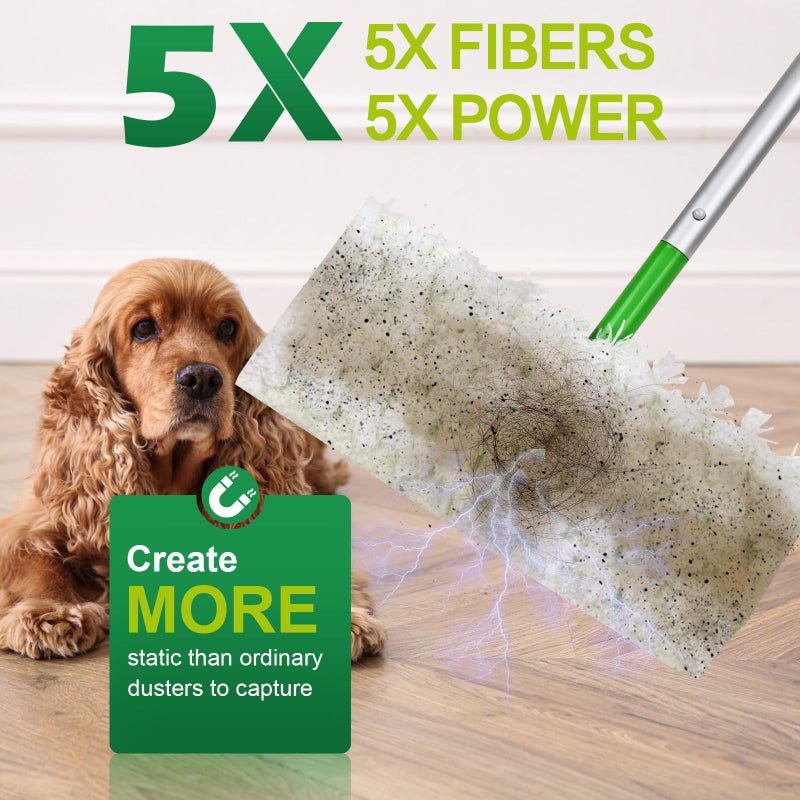 YHOVID Heavy Duty Dry Sweeping Cloths Compatible with Sweeper Mop, Microfiber Duster Mop Pads Refills for Cleaning Hardwood Floor Dust and Pet Hair, Disposable (100) - Image 2