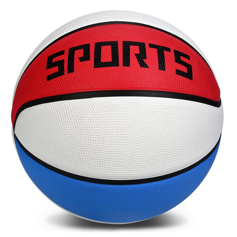 KUYOTQ Kids Youth Size 5 (27.5") Basketball Premium Rubber Outdoor Youth Indoor Outdoor for Boys Girls Teen Game Sports Basketball Gifts (Deflated,Red White Blue) - Image 2