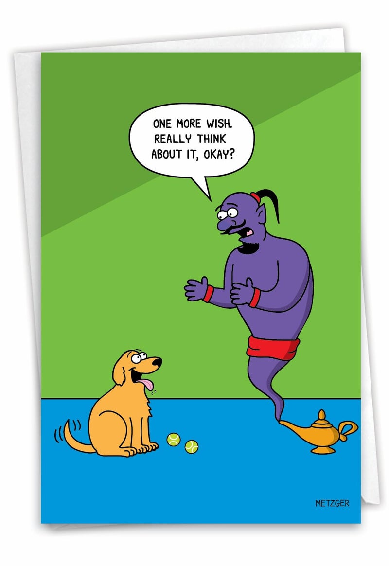 NobleWorks - 1 Funny Animal Card for Birthdays - Pet Cat and Dog Humor, Birthday Notecard with Envelope - Dog Wishes C3673BDG - Image 1
