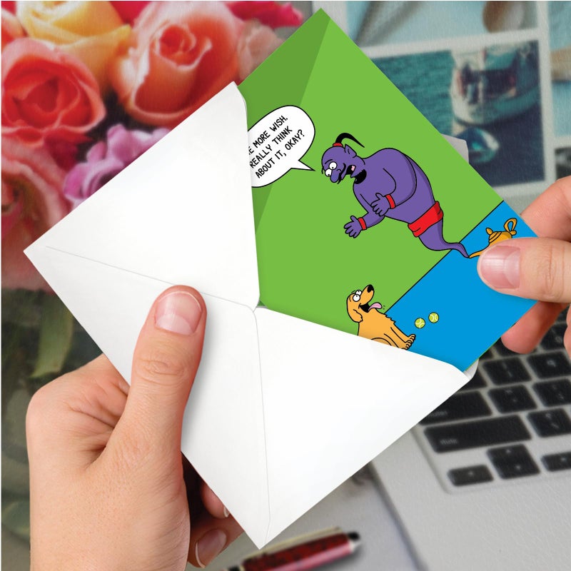 NobleWorks - 1 Funny Animal Card for Birthdays - Pet Cat and Dog Humor, Birthday Notecard with Envelope - Dog Wishes C3673BDG - Image 4