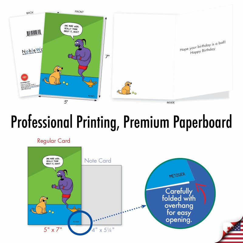 NobleWorks - 1 Funny Animal Card for Birthdays - Pet Cat and Dog Humor, Birthday Notecard with Envelope - Dog Wishes C3673BDG - Image 3