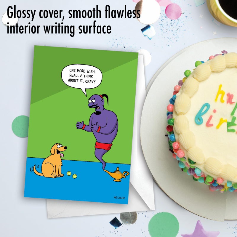 NobleWorks - 1 Funny Animal Card for Birthdays - Pet Cat and Dog Humor, Birthday Notecard with Envelope - Dog Wishes C3673BDG - Image 5
