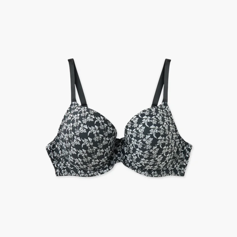 Splash FAV Floral Print Wired Demi Bra with Hook and Eye Closure