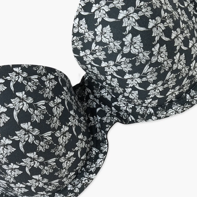 Splash FAV Floral Print Wired Demi Bra with Hook and Eye Closure