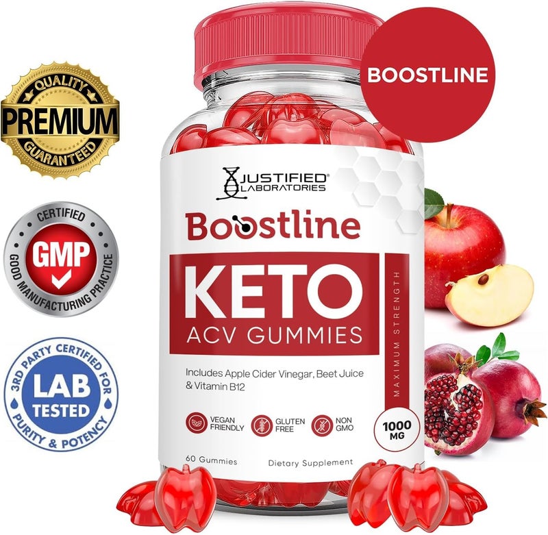 Justified Laboratories 3 Pack Boostline Keto ACV Apple Cider Vinegar Formulated with Pomegranate Beet Juice Powder B12 Vegan Non GMO 180 Gummies - Image 3