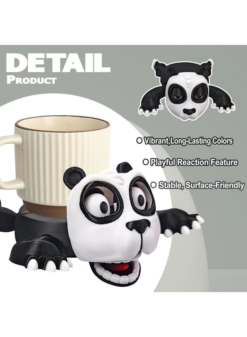 سيوسي Funny Panda Coaster, Animal-Themed Drink Coasters with Open-Eye Design, Non-Slip Cup Holders for Coffee, Beer, Wine & All Beverages, Resin Material, Vibrant Colors, 3D Printed - Image 2