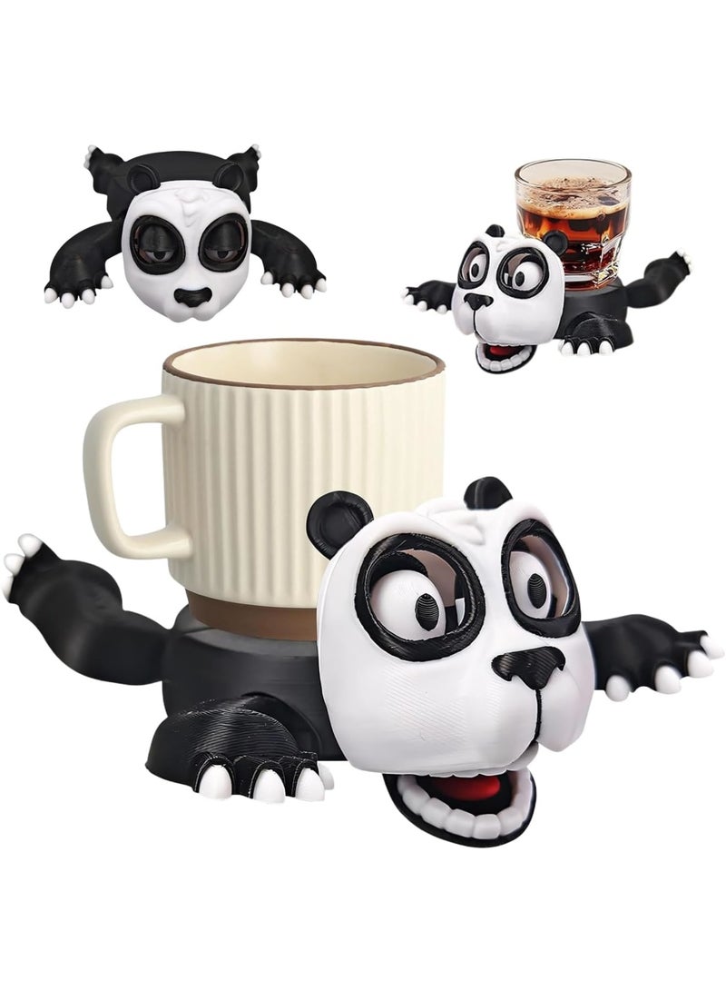 سيوسي Funny Panda Coaster, Animal-Themed Drink Coasters with Open-Eye Design, Non-Slip Cup Holders for Coffee, Beer, Wine & All Beverages, Resin Material, Vibrant Colors, 3D Printed - Image 1