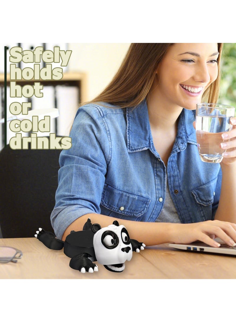 سيوسي Funny Panda Coaster, Animal-Themed Drink Coasters with Open-Eye Design, Non-Slip Cup Holders for Coffee, Beer, Wine & All Beverages, Resin Material, Vibrant Colors, 3D Printed - Image 4