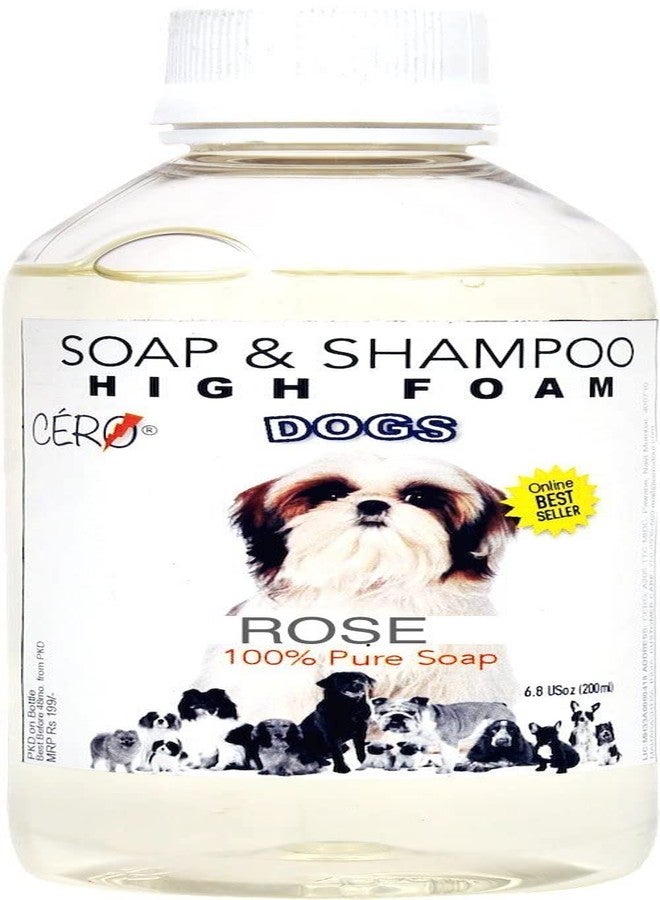 CERO ® Rose perfumed high Foam Shampoo for Dogs 100% Pure soap (200ml)