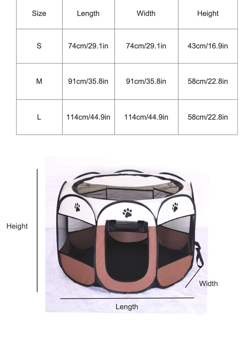 Octagonal Pet Foldable cat Playpen Tent Dog and Cat Fence, Puppy Exercise Playpen,Cat and Dog House, Rabbit Cat Kennel Portable Foldable Pop Up Pet Play Pen with Floor and Mesh Door Top for Indoor Outdoor Collapsible Tent Cage Cat delivery room cat cage cat house - Image 3