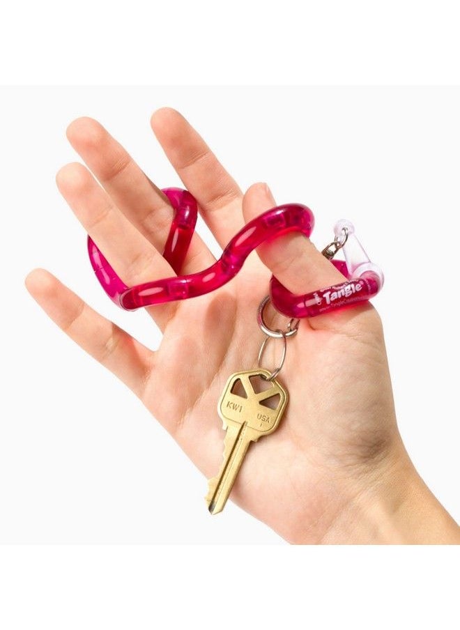 TANGLE - Tangle Jr. Classic Jelly With Keychain Fidget Toy Tangle To Take Everywhere Fidget Keychain For Adults And Teens Tangle Jr Keychain Fidget For School And Office (Sorbet Pink) - Image 1