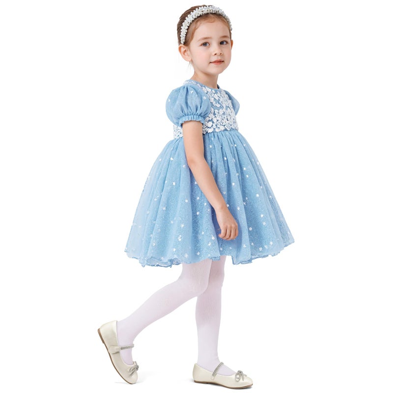 K KomForme Girl's Bow Mary Jane Dress Shoes Ballet Princess Flats with Rhinestone Strap for Party Wedding School, Toddler/Little Kid/Big Kid Ivory - Image 2