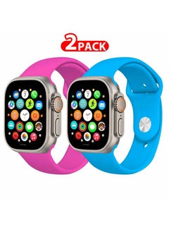 2 Pack Of Silicone Sport Band 49mm 45mm 44mm 42mm Replacement Wrist Strap Compatible For Series Ultra 2/9 /Ultra /8 / 7/6 / 5/4 / 3 & SE