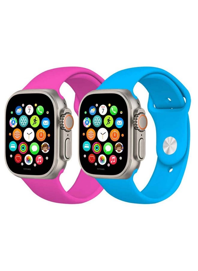 CATANES - 2 Pack Of Silicone Sport Band 49mm 45mm 44mm 42mm Replacement Wrist Strap Compatible For Series Ultra 2/9 /Ultra /8 / 7/6 / 5/4 / 3 & SE - Image 1