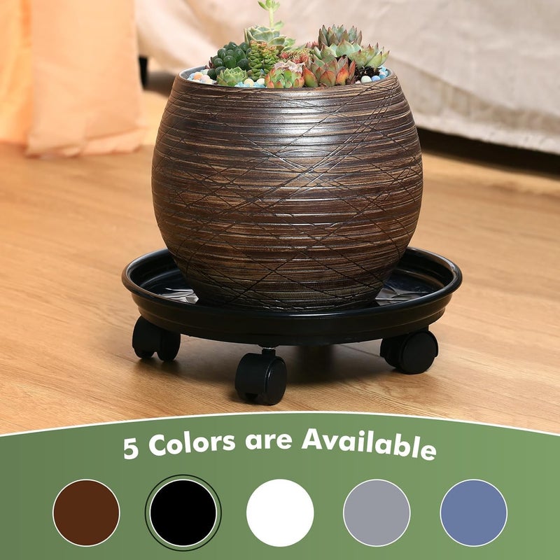 Planterhoma 7 Packs Plant Caddy with Wheels 11.8" Plastic Rolling Plant Stands Heavy-Duty Plant Dolly with Casters Indoor Outdoor Wheeled Plant Roller Base Large SaucerTray Mover - Image 3