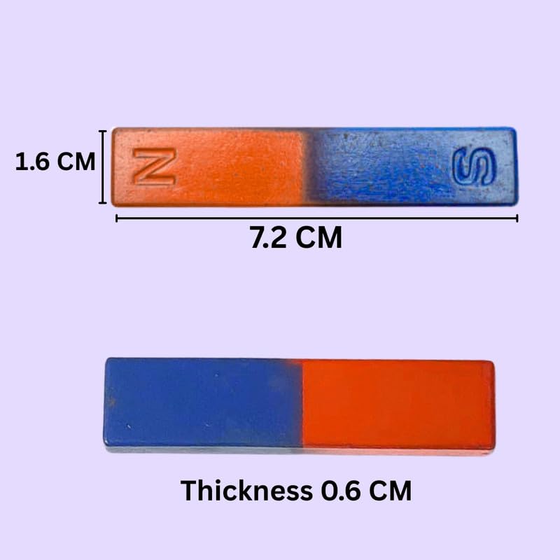 ESPtronics 2 Pc 72 mm Long Bar Magnets with North and South Pole Markings for Projects, Educational Science Project Experiment Kit for School Kids, Classroom & Lab Use, Magnetic - Image 3