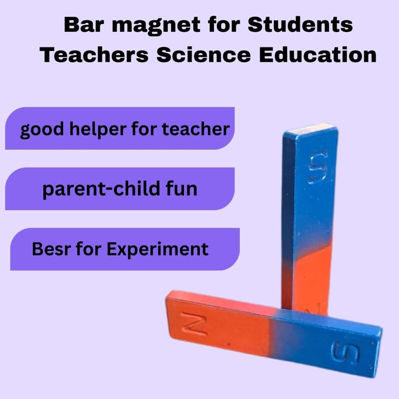 ESPtronics 2 Pc 72 mm Long Bar Magnets with North and South Pole Markings for Projects, Educational Science Project Experiment Kit for School Kids, Classroom & Lab Use, Magnetic - Image 2