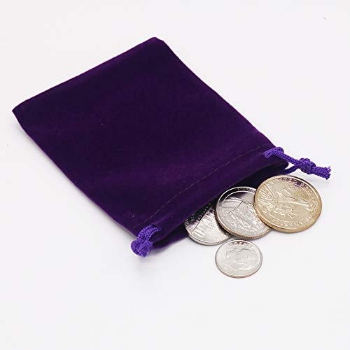 HRX Package Small Velvet Jewelry Bags with Drawstring, 20pcs Velvet Cloth Gift Pouches Purple (3x4 inches) - Image 5