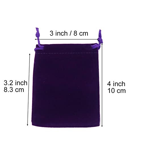 HRX Package Small Velvet Jewelry Bags with Drawstring, 20pcs Velvet Cloth Gift Pouches Purple (3x4 inches) - Image 2
