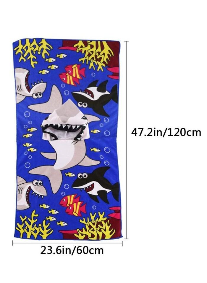 UKR Kids Hooded Towel 60 x 120 cm | Multicolor Blue Shark Design | Soft & Fun Bath Towel for Boys and Girls | Absorbent Toddler Bathrobe | Cute Shark Hooded Towel for After Bath or Pool - Image 5