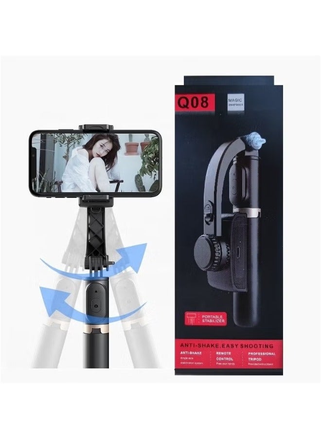 Q08 Bluetooth Handheld Gimbal Stabilizer Outdoor Bracket Wireless Stick Adjustable Selfie Holder for IOS & Android Phone Black  - Image 2